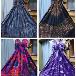 100% Tie Dye Rayon Maxi Halter Dress with Pockets